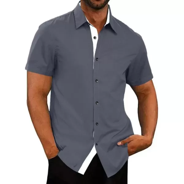JMIERR Men's Casual Button Down Shirts Wrinkle-Free Short Sleeve Business Dress Shirt