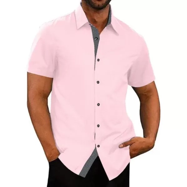 JMIERR Men's Casual Button Down Shirts Wrinkle-Free Short Sleeve Business Dress Shirt