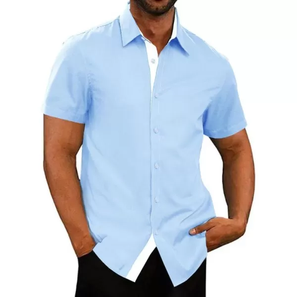 JMIERR Men's Casual Button Down Shirts Wrinkle-Free Short Sleeve Business Dress Shirt