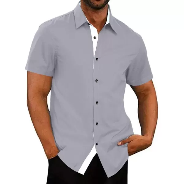JMIERR Men's Casual Button Down Shirts Wrinkle-Free Short Sleeve Business Dress Shirt