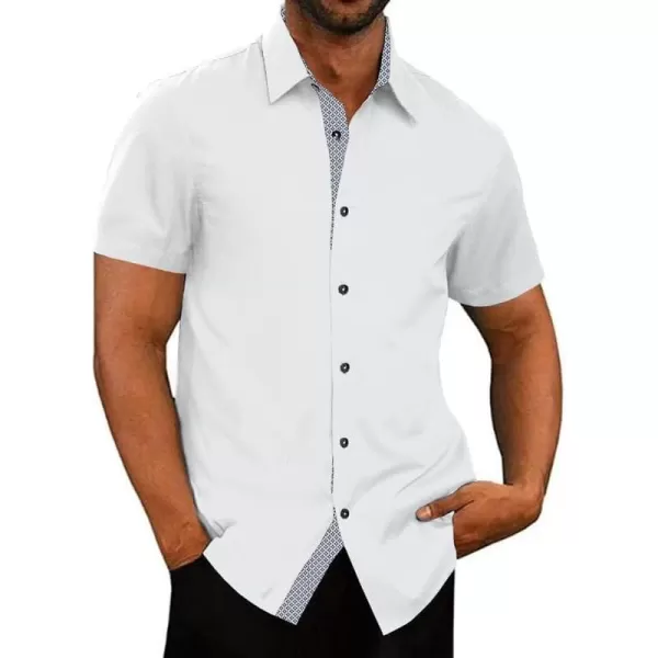 JMIERR Men's Casual Button Down Shirts Wrinkle-Free Short Sleeve Business Dress Shirt