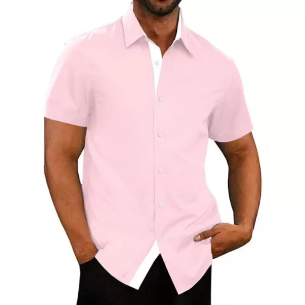 JMIERR Men's Casual Button Down Shirts Wrinkle-Free Short Sleeve Business Dress Shirt