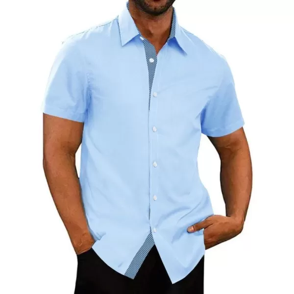 JMIERR Men's Casual Button Down Shirts Wrinkle-Free Short Sleeve Business Dress Shirt