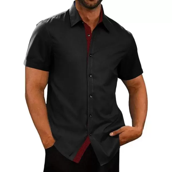 JMIERR Men's Casual Button Down Shirts Wrinkle-Free Short Sleeve Business Dress Shirt