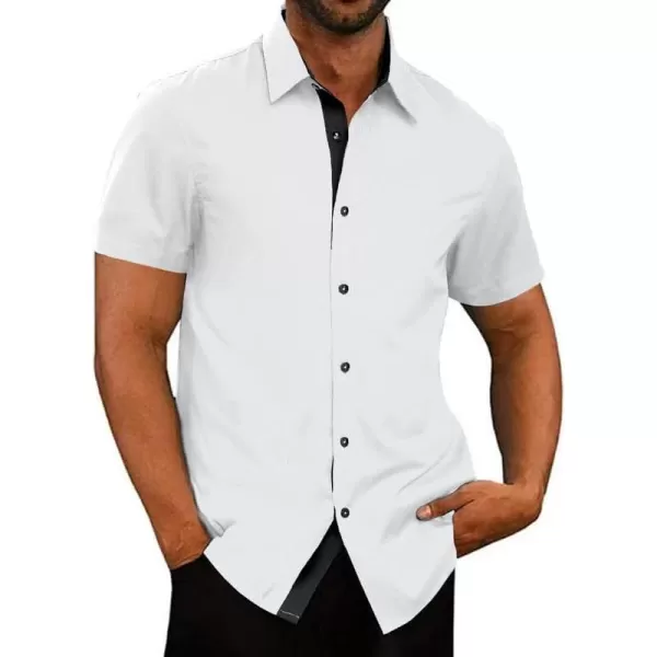 JMIERR Men's Casual Button Down Shirts Wrinkle-Free Short Sleeve Business Dress Shirt