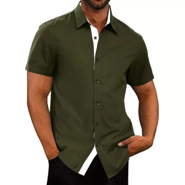 JMIERR Men's Casual Button Down Shirts Wrinkle-Free Short Sleeve Business Dress Shirt