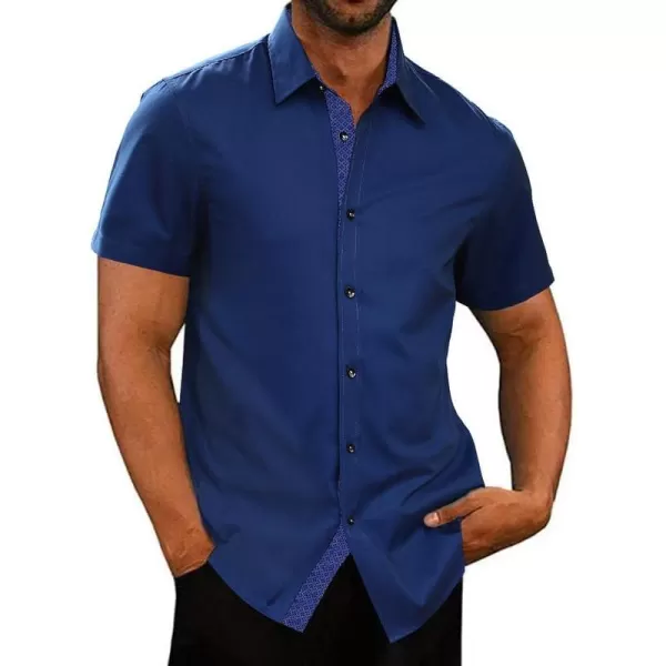 JMIERR Men's Casual Button Down Shirts Wrinkle-Free Short Sleeve Business Dress Shirt