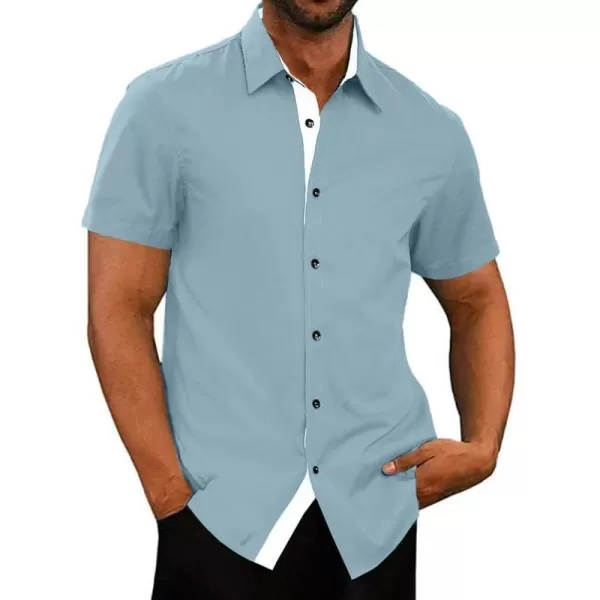 JMIERR Men's Casual Button Down Shirts Wrinkle-Free Short Sleeve Business Dress Shirt