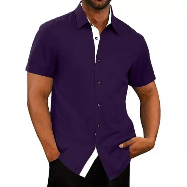 JMIERR Men's Casual Button Down Shirts Wrinkle-Free Short Sleeve Business Dress Shirt