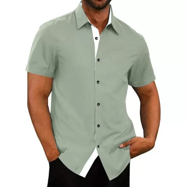 JMIERR Men's Casual Button Down Shirts Wrinkle-Free Short Sleeve Business Dress Shirt