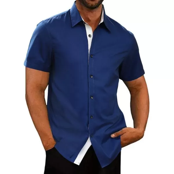 JMIERR Men's Casual Button Down Shirts Wrinkle-Free Short Sleeve Business Dress Shirt