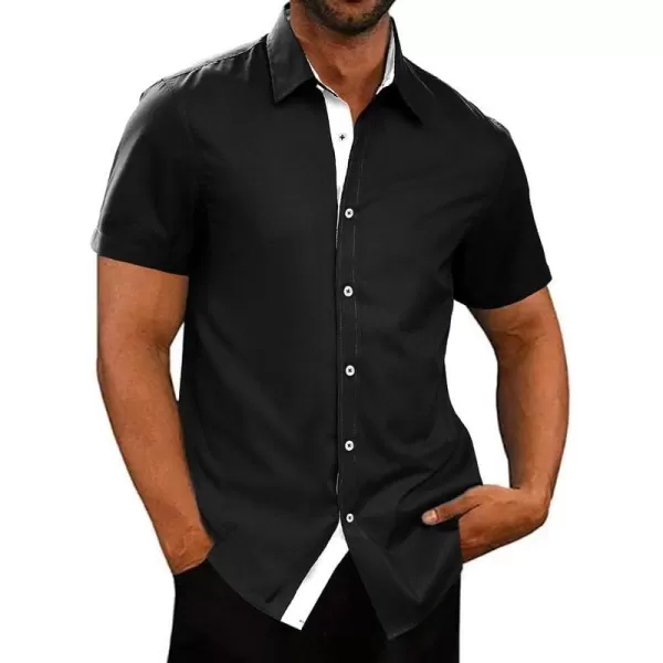 JMIERR Men's Casual Button Down Shirts Wrinkle-Free Short Sleeve Business Dress Shirt