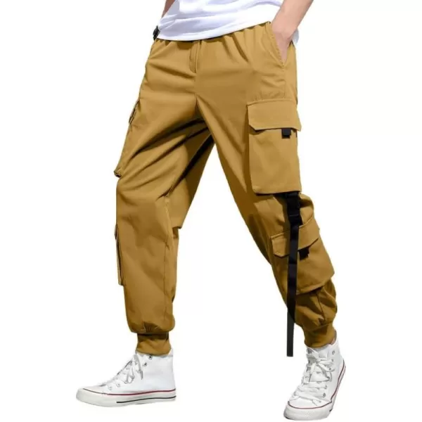JMIERR Mens Casual Cargo Pants Stretch Elastic Waist Drawstring Joggers Pants Tapered Sweatpants for Men Multi Pockets