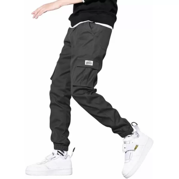 JMIERR Mens Casual Cargo Pants Stretch Elastic Waist Drawstring Joggers Pants Tapered Sweatpants for Men Multi Pockets