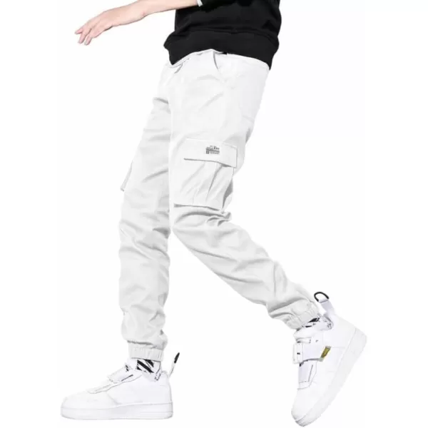 JMIERR Mens Casual Cargo Pants Stretch Elastic Waist Drawstring Joggers Pants Tapered Sweatpants for Men Multi Pockets