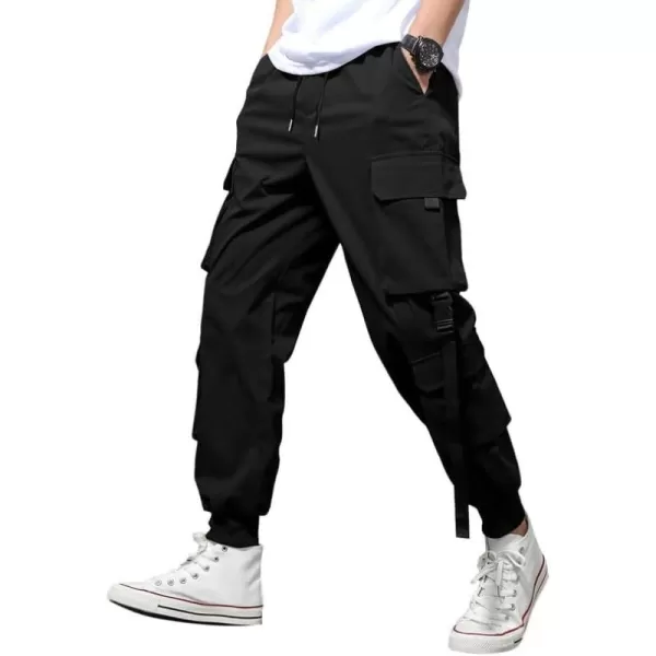 JMIERR Mens Casual Cargo Pants Stretch Elastic Waist Drawstring Joggers Pants Tapered Sweatpants for Men Multi Pockets