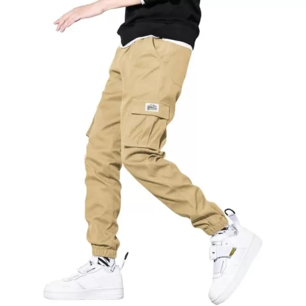 JMIERR Mens Casual Cargo Pants Stretch Elastic Waist Drawstring Joggers Pants Tapered Sweatpants for Men Multi Pockets