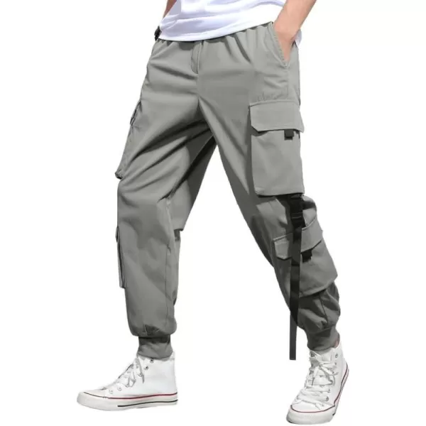 JMIERR Mens Casual Cargo Pants Stretch Elastic Waist Drawstring Joggers Pants Tapered Sweatpants for Men Multi Pockets