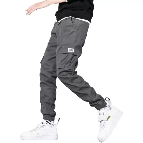 JMIERR Mens Casual Cargo Pants Stretch Elastic Waist Drawstring Joggers Pants Tapered Sweatpants for Men Multi Pockets