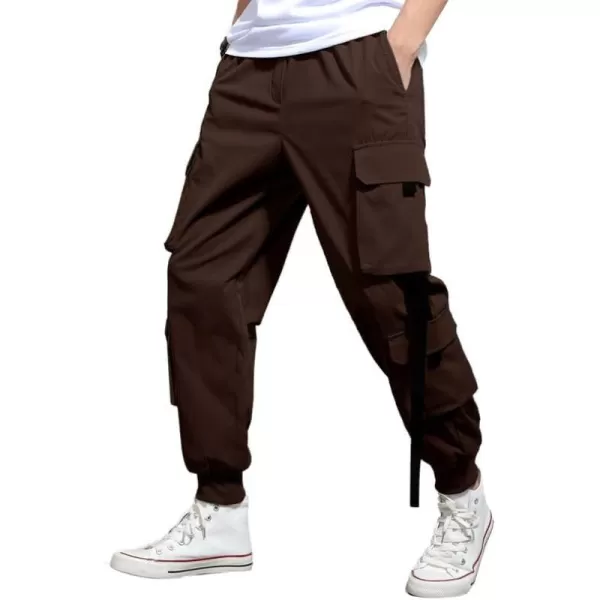 JMIERR Mens Casual Cargo Pants Stretch Elastic Waist Drawstring Joggers Pants Tapered Sweatpants for Men Multi Pockets