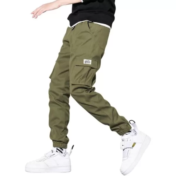 JMIERR Mens Casual Cargo Pants Stretch Elastic Waist Drawstring Joggers Pants Tapered Sweatpants for Men Multi Pockets