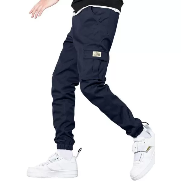 JMIERR Mens Casual Cargo Pants Stretch Elastic Waist Drawstring Joggers Pants Tapered Sweatpants for Men Multi Pockets