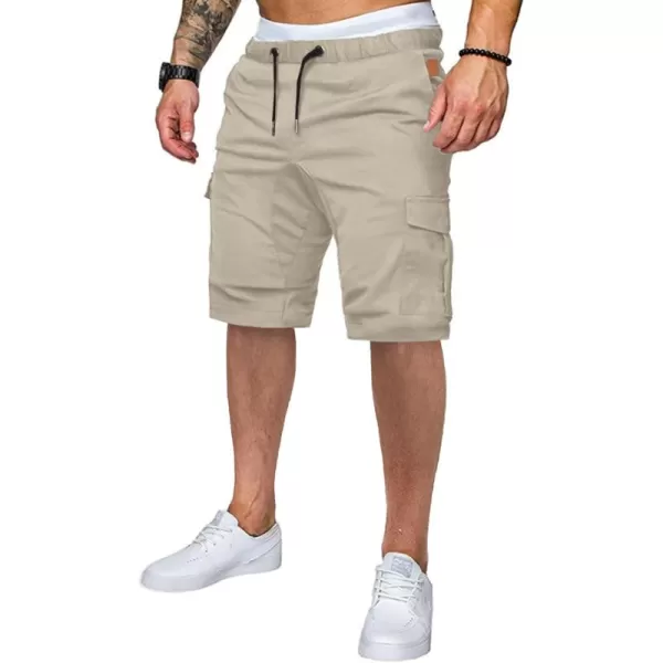 JMIERR Mens Casual Cargo Shorts - Cotton Drawstring Stretch Summer Beach Shorts Twill Chino Short with 6 Pockets