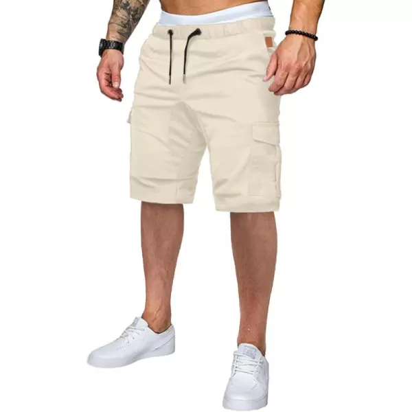 JMIERR Mens Casual Cargo Shorts - Cotton Drawstring Stretch Summer Beach Shorts Twill Chino Short with 6 Pockets