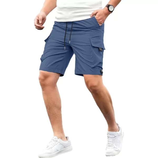 JMIERR Mens Casual Cargo Shorts Drawstring Elastic Waist Stretch Shorts Summer Beach Work Shorts for Men with 4 Pockets