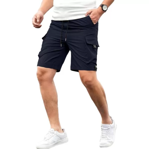 JMIERR Mens Casual Cargo Shorts Drawstring Elastic Waist Stretch Shorts Summer Beach Work Shorts for Men with 4 Pockets