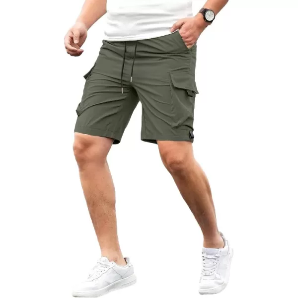 JMIERR Mens Casual Cargo Shorts Drawstring Elastic Waist Stretch Shorts Summer Beach Work Shorts for Men with 4 Pockets