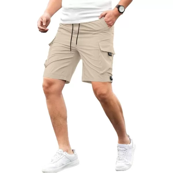 JMIERR Mens Casual Cargo Shorts Drawstring Elastic Waist Stretch Shorts Summer Beach Work Shorts for Men with 4 Pockets