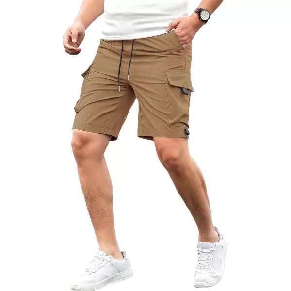 JMIERR Mens Casual Cargo Shorts Drawstring Elastic Waist Stretch Shorts Summer Beach Work Shorts for Men with 4 Pockets