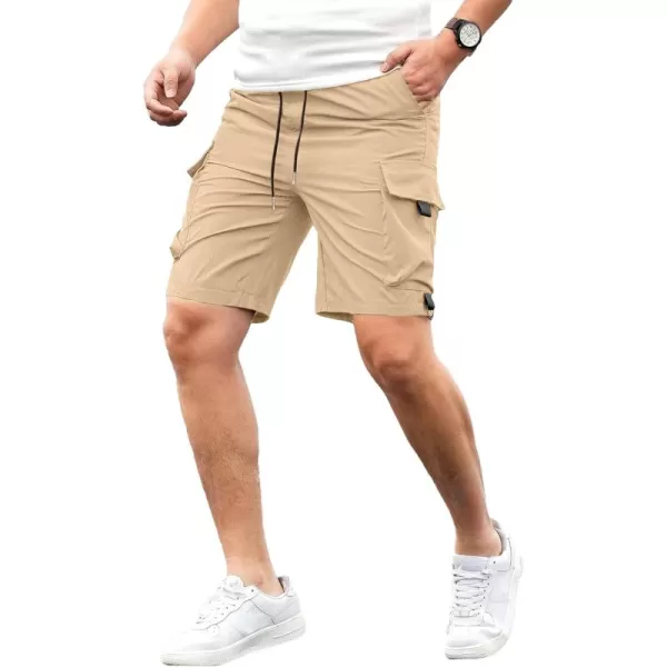 JMIERR Mens Casual Cargo Shorts Drawstring Elastic Waist Stretch Shorts Summer Beach Work Shorts for Men with 4 Pockets