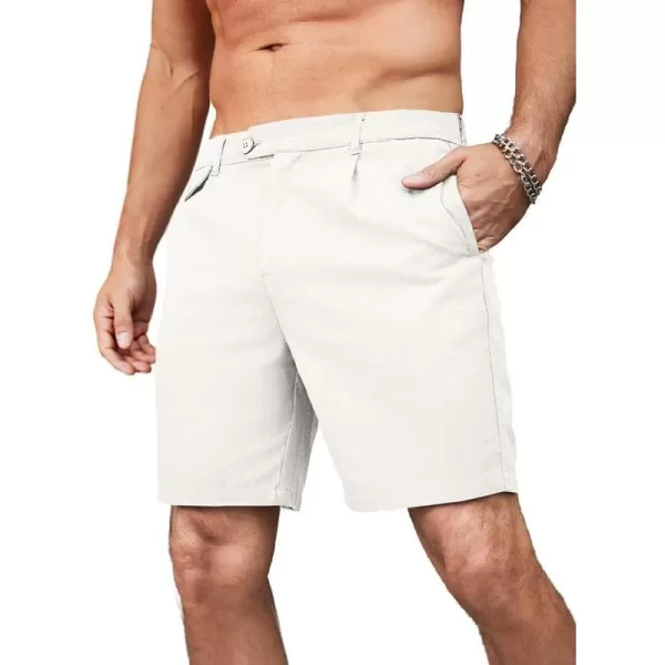 JMIERR Mens Casual Cotton Linen Shorts Stretch Elastic Waistband Classic Fit Lightweight Summer Beach Short with Pockets