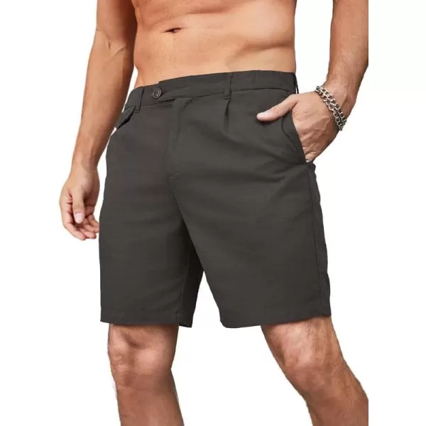 JMIERR Mens Casual Cotton Linen Shorts Stretch Elastic Waistband Classic Fit Lightweight Summer Beach Short with Pockets