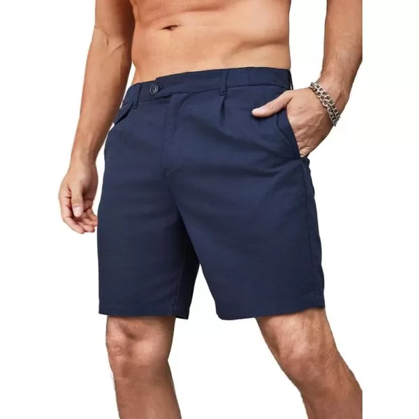 JMIERR Mens Casual Cotton Linen Shorts Stretch Elastic Waistband Classic Fit Lightweight Summer Beach Short with Pockets