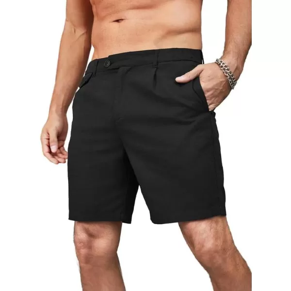 JMIERR Mens Casual Cotton Linen Shorts Stretch Elastic Waistband Classic Fit Lightweight Summer Beach Short with Pockets