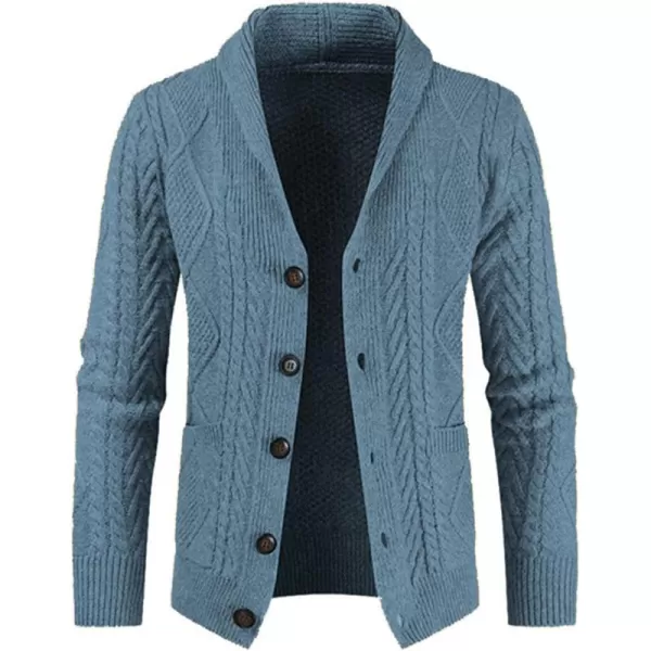 JMIERR Men's Casual Long Sleeve Shawl Collar Buttons Down Cable Knit Cardigan Sweater with Pockets