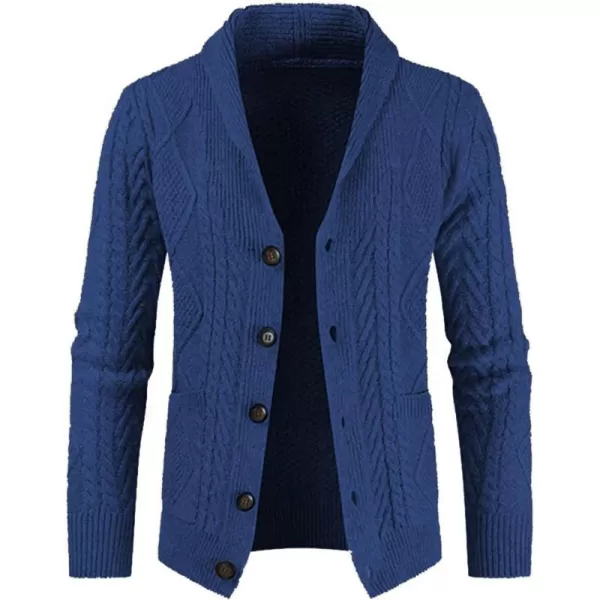 JMIERR Men's Casual Long Sleeve Shawl Collar Buttons Down Cable Knit Cardigan Sweater with Pockets