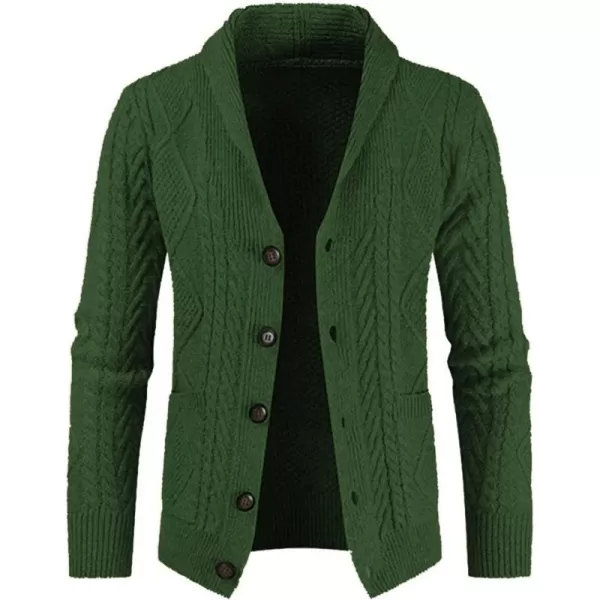 JMIERR Men's Casual Long Sleeve Shawl Collar Buttons Down Cable Knit Cardigan Sweater with Pockets