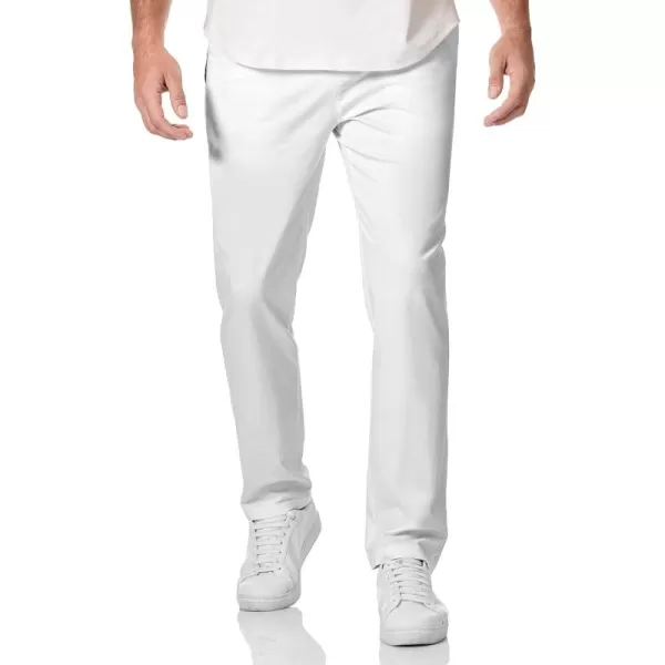 JMIERR Men's Casual Pants Cotton Twill Elastic Drawstring Waist Tapered Chino Pants with Pockets