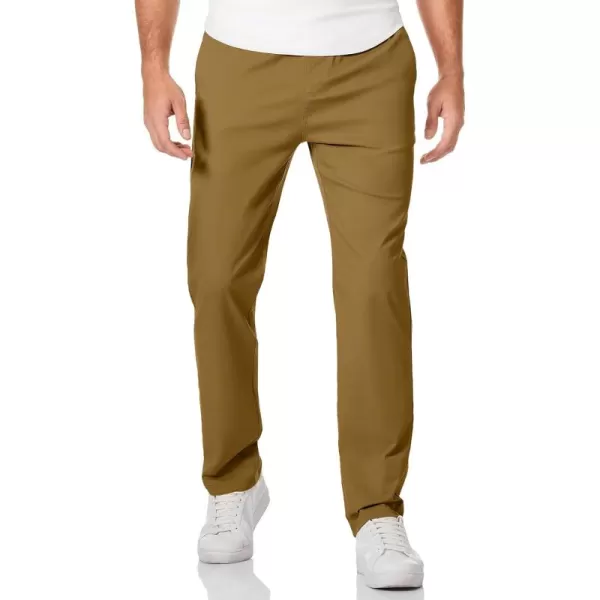 JMIERR Men's Casual Pants Cotton Twill Elastic Drawstring Waist Tapered Chino Pants with Pockets