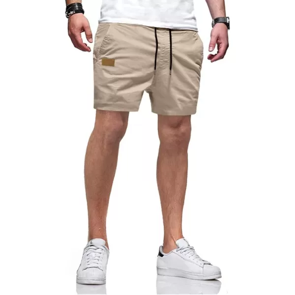 JMIERR Mens Casual Shorts - Cotton Drawstring Summer Beach Stretch Twill Chino Golf Shorts with Pockets