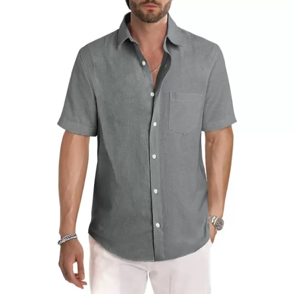 JMIERR Men's Casual Stylish Short Sleeve Button-Up Striped Dress Shirts Cotton Beach Shirt