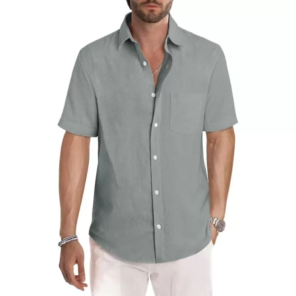 JMIERR Men's Casual Stylish Short Sleeve Button-Up Striped Dress Shirts Cotton Beach Shirt