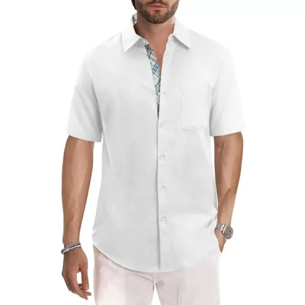 JMIERR Men's Casual Stylish Short Sleeve Button-Up Striped Dress Shirts Cotton Beach Shirt