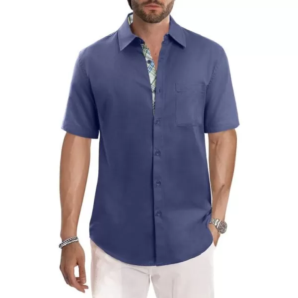JMIERR Men's Casual Stylish Short Sleeve Button-Up Striped Dress Shirts Cotton Beach Shirt
