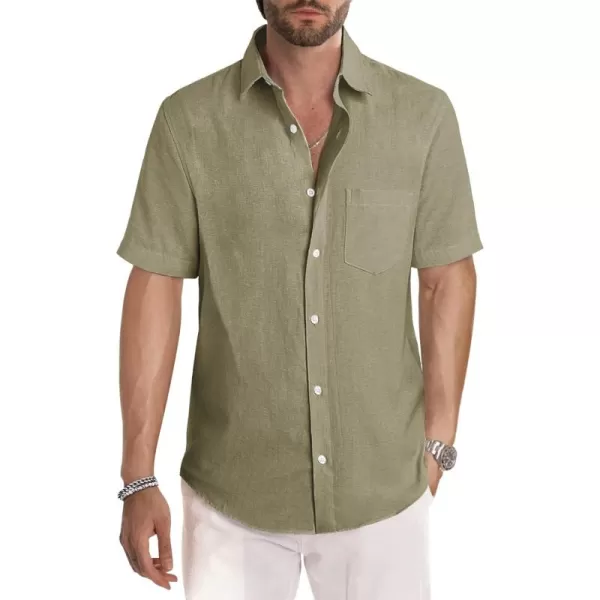 JMIERR Men's Casual Stylish Short Sleeve Button-Up Striped Dress Shirts Cotton Beach Shirt