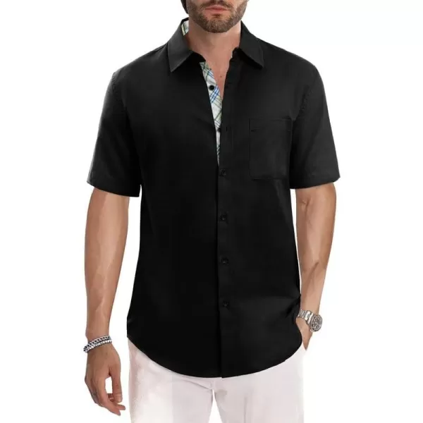 JMIERR Men's Casual Stylish Short Sleeve Button-Up Striped Dress Shirts Cotton Beach Shirt